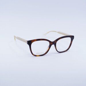 Gucci GG0566ON 002 Eyeglasses Havana/Crystal 54mm Square Frame